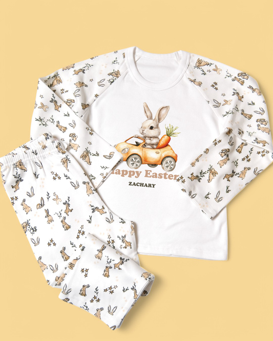 Bunny Carrot Car Name Personalised Easter Bunny Pyjamas