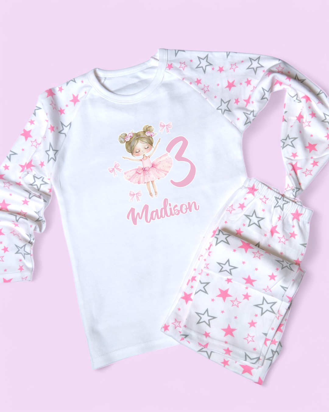 Ballerina Birthday Personalised Pink Pyjamas