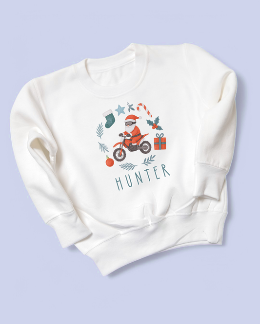 Motocross Christmas Personalised Kids Christmas Sweatshirt