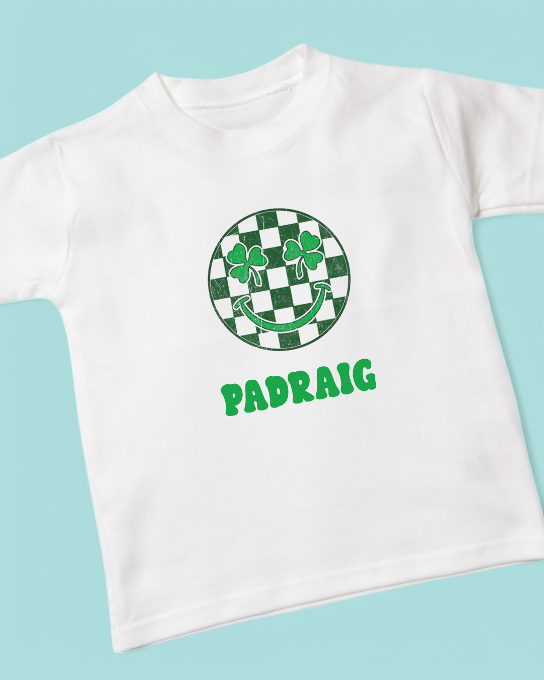 Clover Smiley St Patrick's Day Personalised Cotton T-Shirt