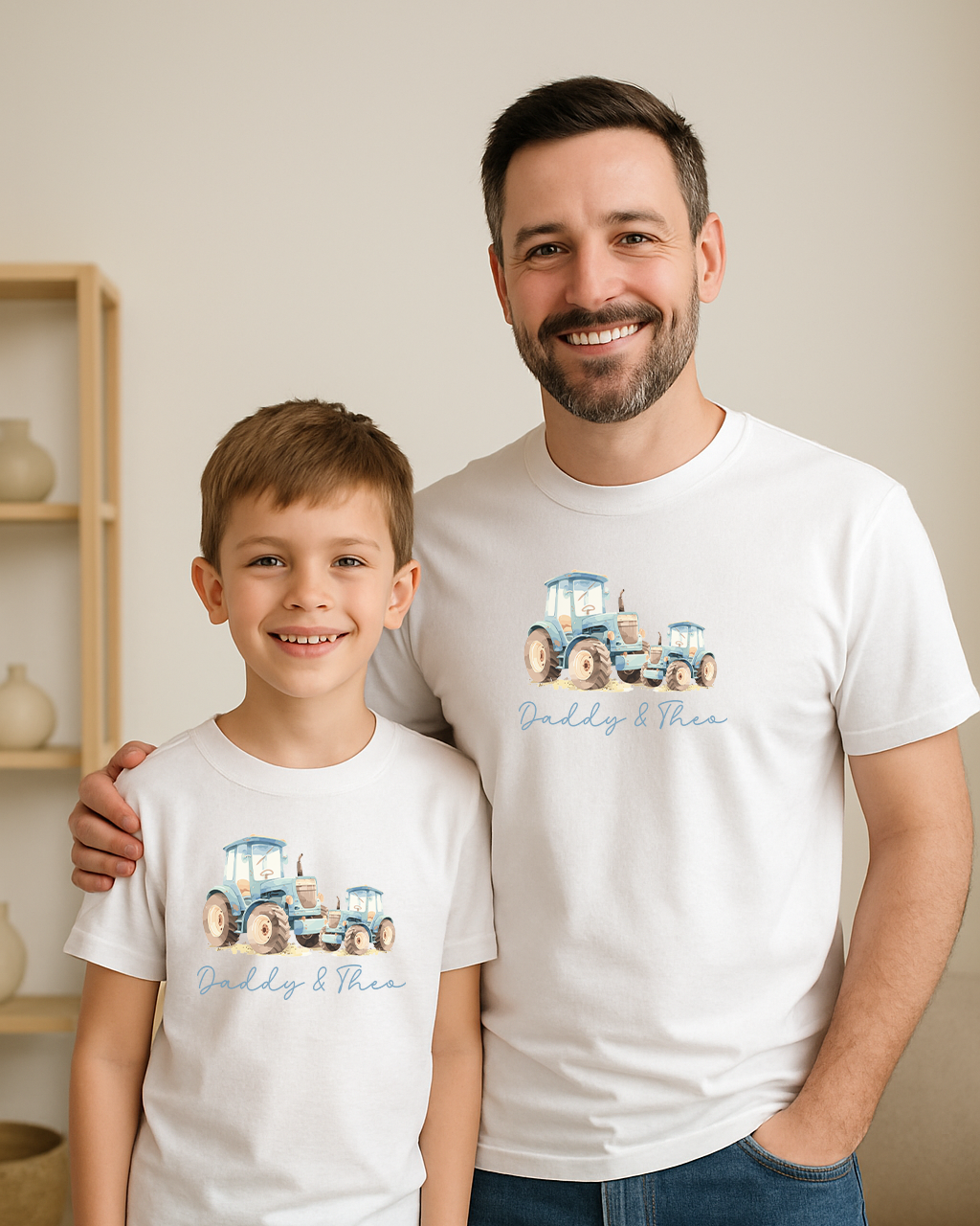 Personalised Father's Day Tractors Adults Printed T-Shirt