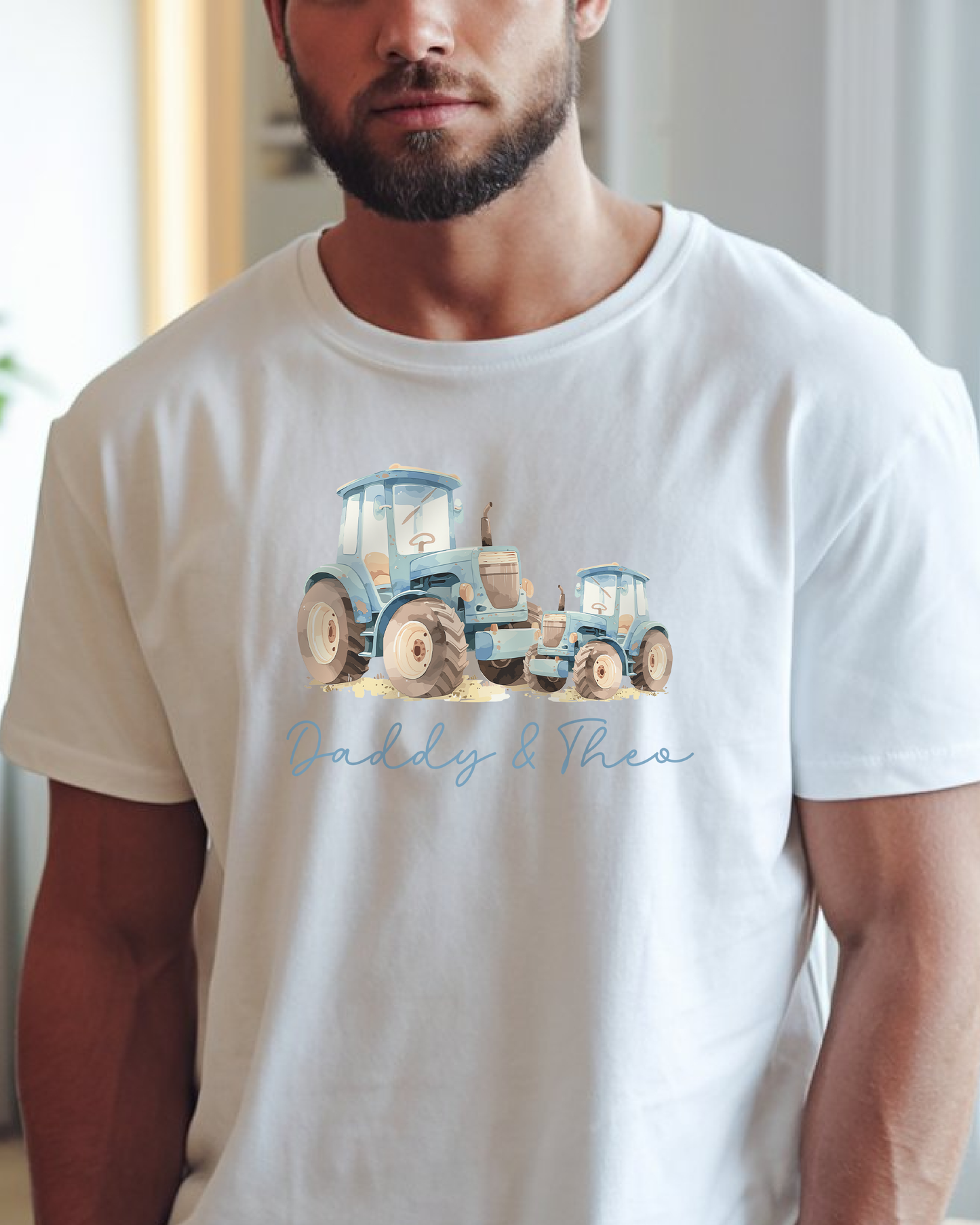 Personalised Father's Day Tractors Adults Printed T-Shirt