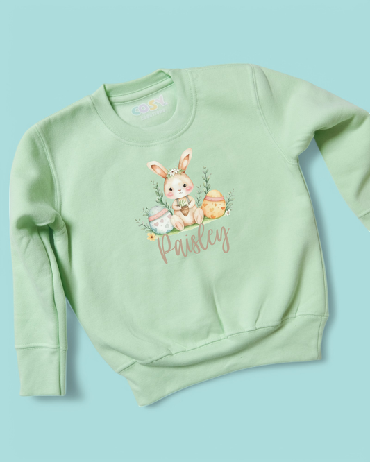 Easter Personalised Children's Sweatshirt in Pastel Green