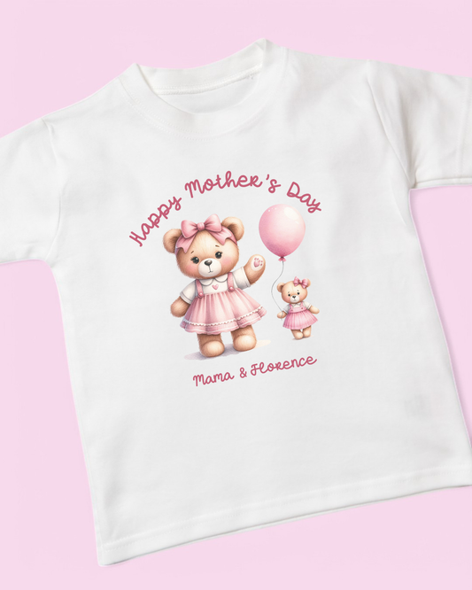 Happy Mother's Day Teddy Duo Personalised Cotton T-Shirt