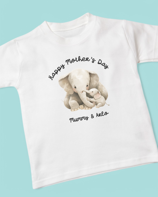 Happy Mother's Day Elephants Personalised Cotton T-Shirt