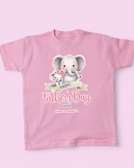 Happy Father's Day Elephants Personalised Cotton T-Shirt