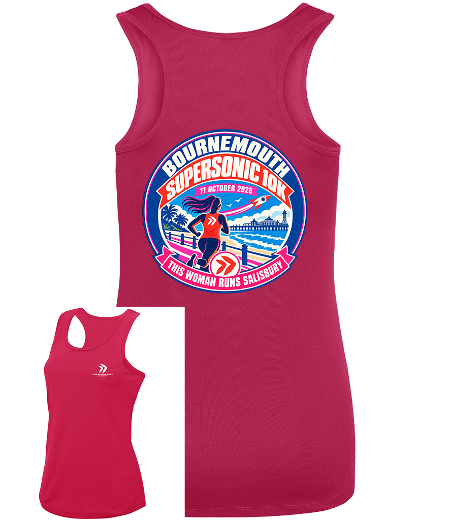 This Women Runs Sailsbury Printed Adults LADIES FIT Neoteric Hot Pink T-Shirt/Vest