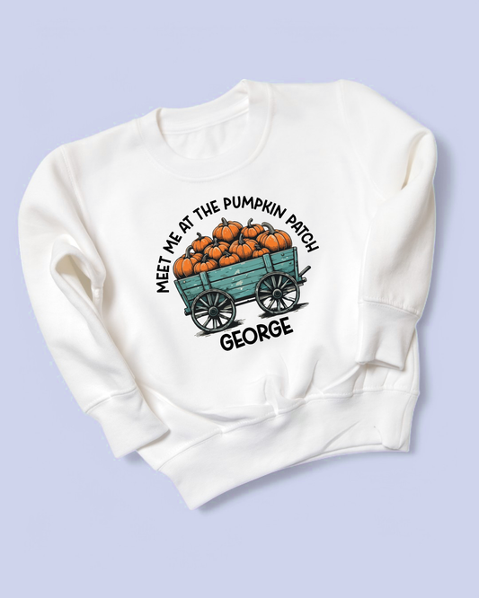 Meet Me At The Pumpkin Patch Personalised Halloween Autumn Jumper Kids Pastel Sweatshirt