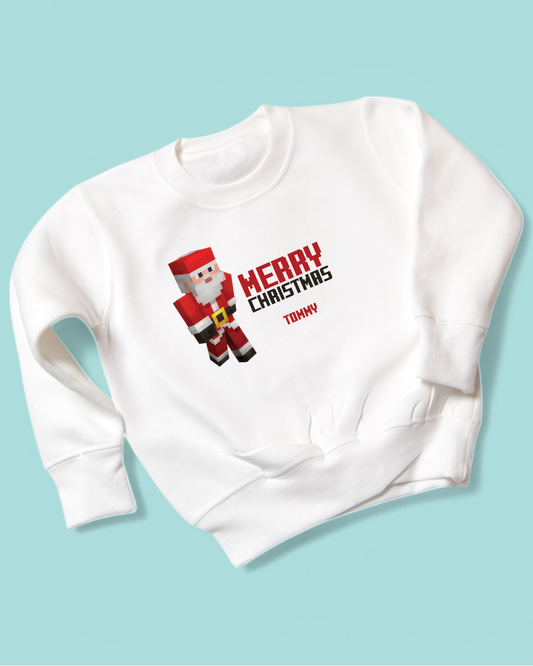 Merry Minecraft Personalised Kids Christmas Sweatshirt