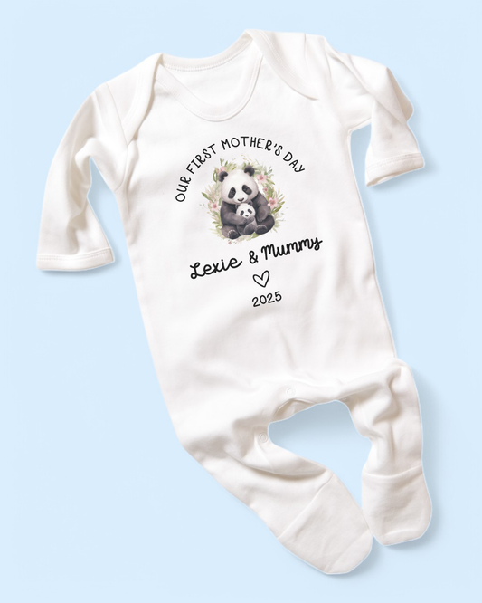 Our First Mother's Day Panda's Personalised Rompersuit