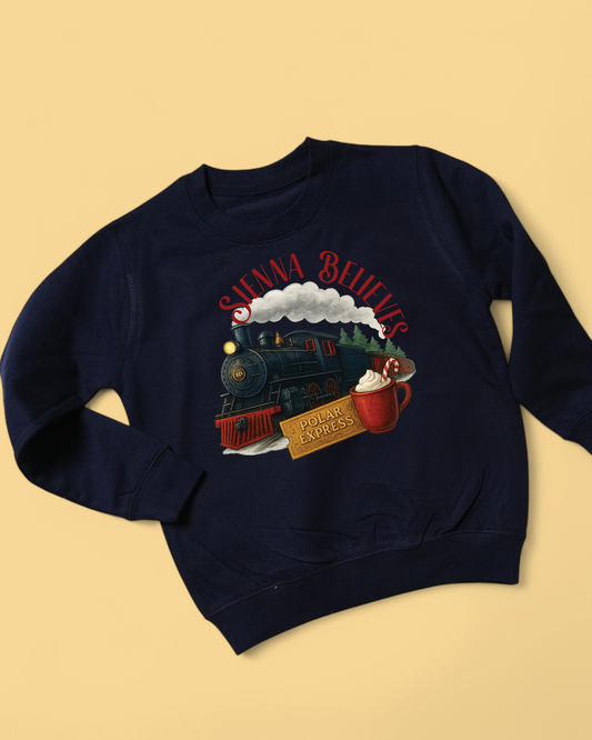 Polar Express Believes Personalised Matching Family Christmas Jumpers