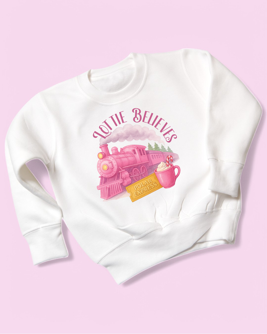 Polar Express Believes Pink Personalised Matching Family Christmas Jumpers