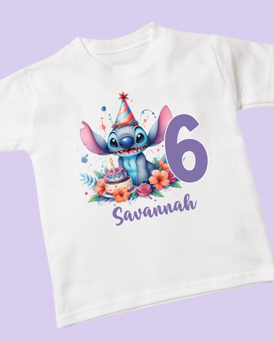 Stitch Birthday Personalised Cotton T-Shirt