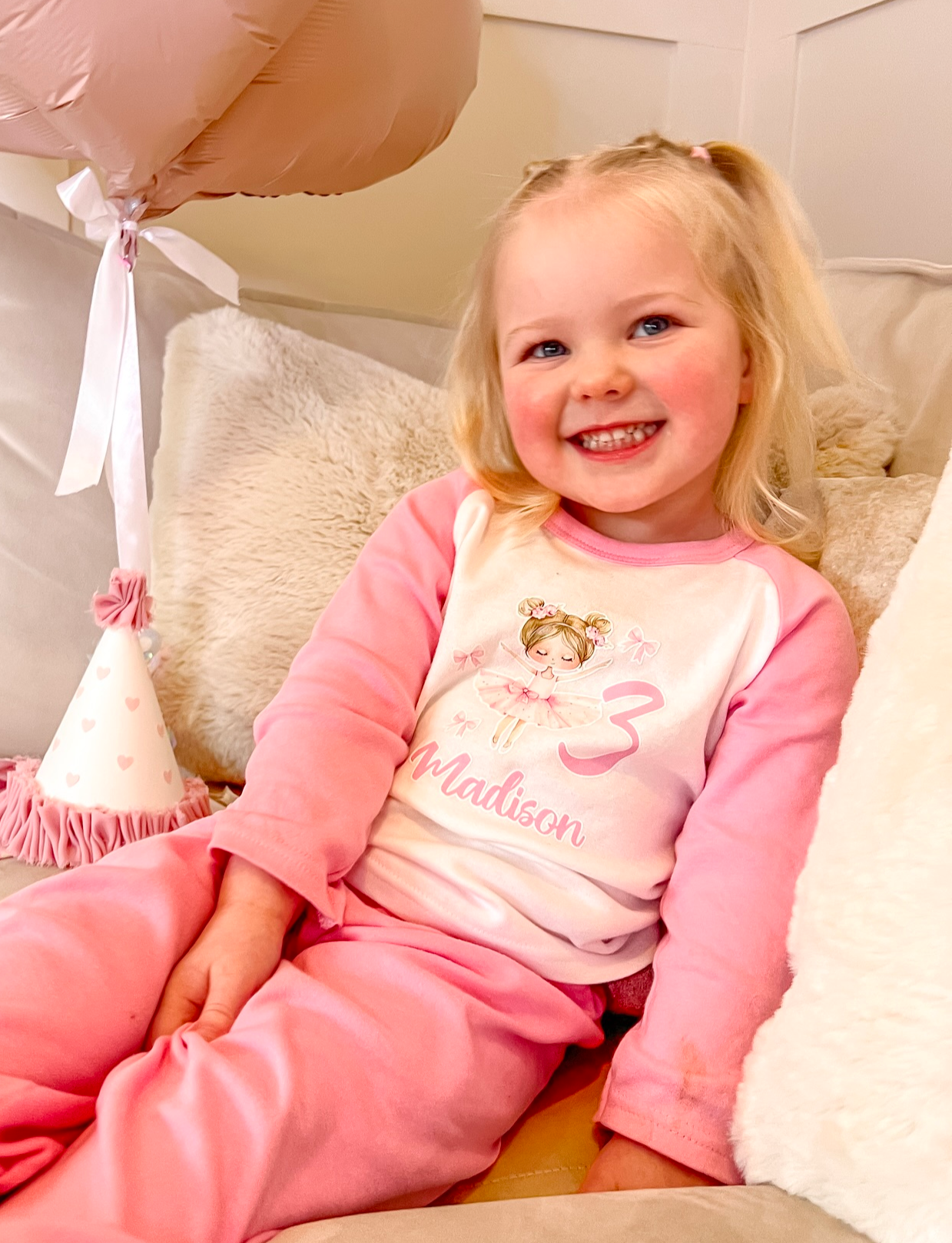 Ballerina Birthday Personalised Pink Pyjamas
