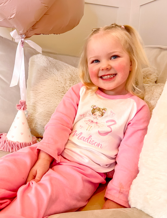 Ballerina Birthday Personalised Pink Pyjamas