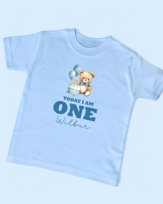 Today I Am Bear Age Birthday Personalised Cotton T-Shirt