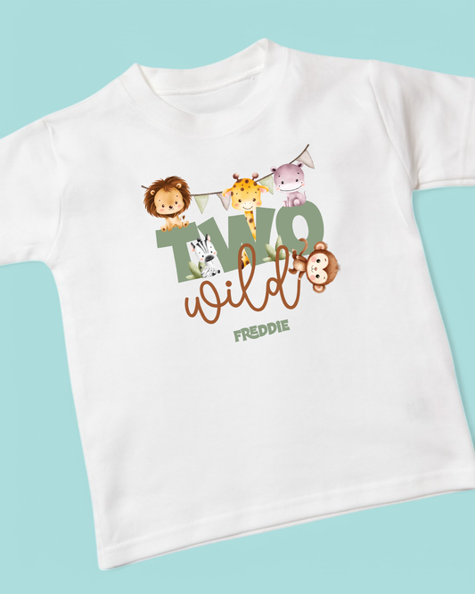 Two Wild Safari Birthday Personalised Cotton T-Shirt