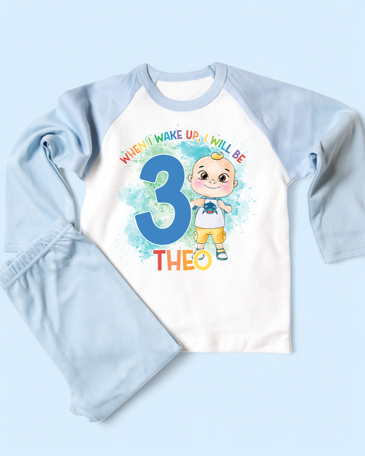 When I Wake Up Cocomelon Birthday Blue Pyjamas