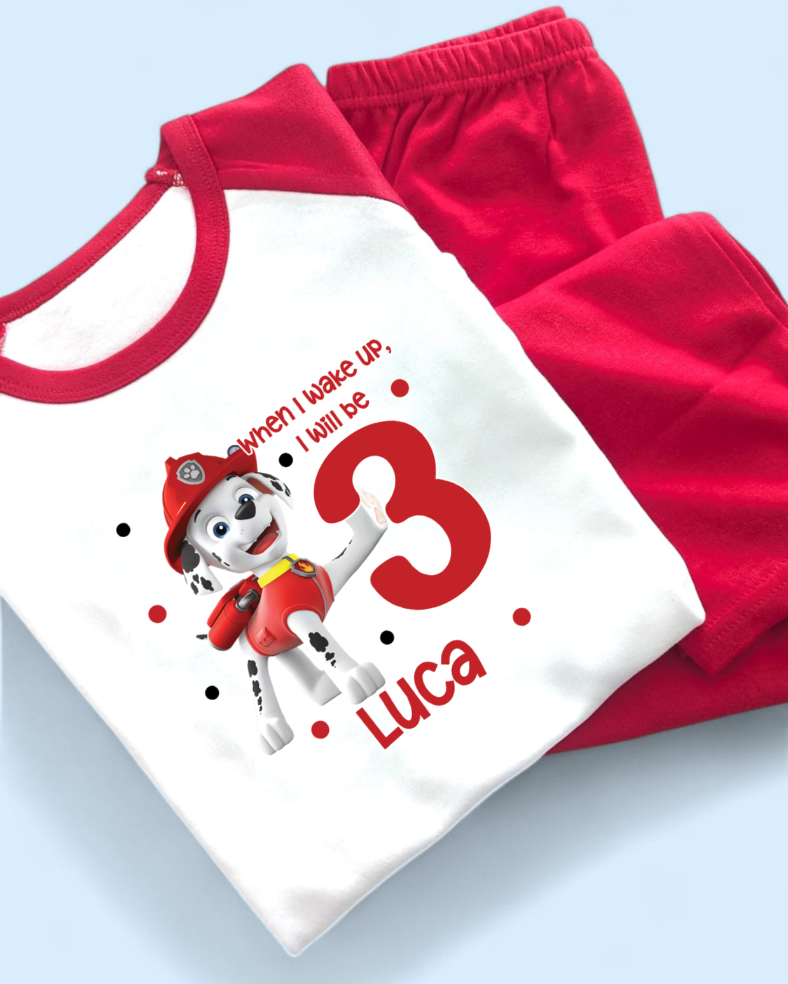 When I Wake Up Marshall Paw Patrol Personalised Birthday PJS