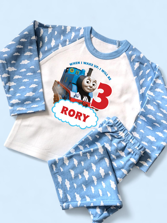 When I Wake Up Thomas & Friends Birthday Blue Pyjamas