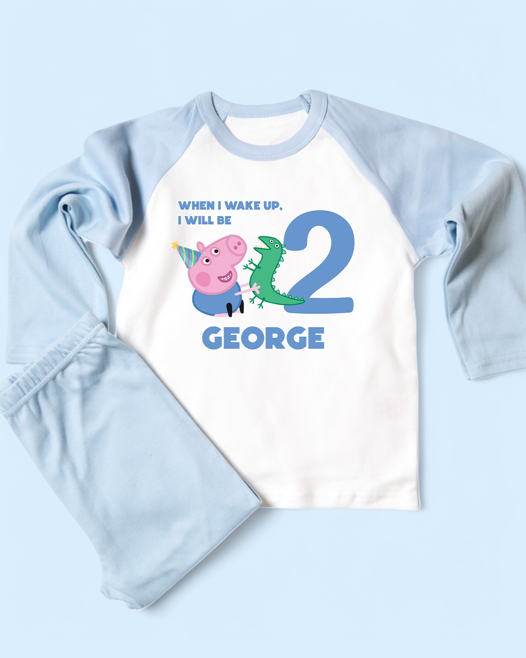 When I Wake Up George Pig Birthday Blue Pyjamas