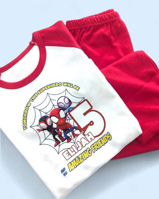 When I Wake Up Spidey & Friends Printed Personalised Plain PJS