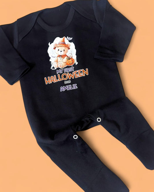 My First Halloween Teddy Witch Personalised Rompersuit
