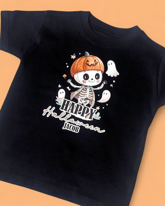 Happy Halloween Skeleton Personalised Cotton T-Shirt