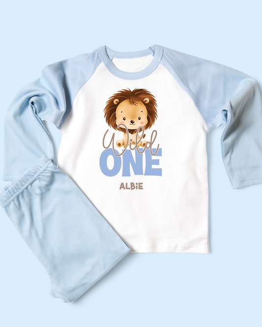 Wild One Age Birthday Blue Pyjamas