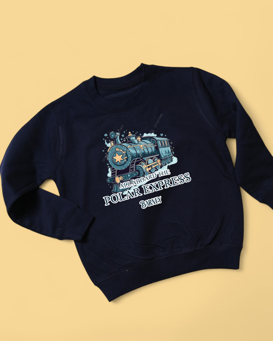 All Aboard The Polar Express Personalised Kids Christmas Sweatshirt
