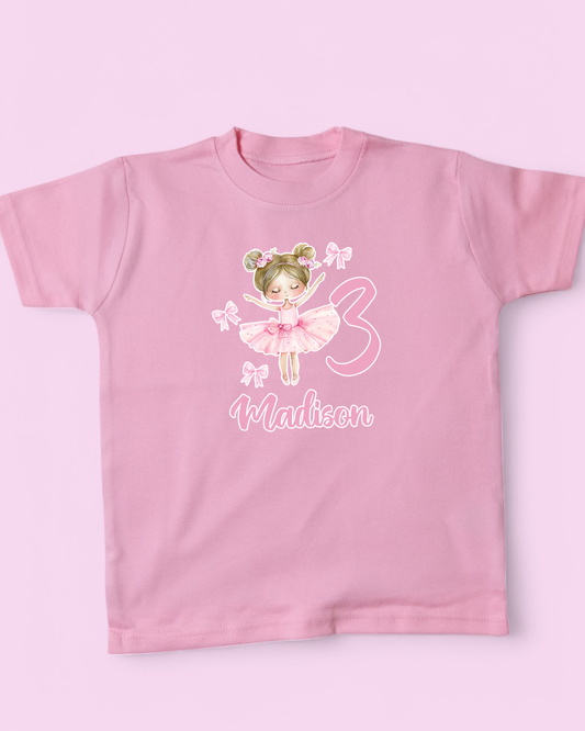 Ballerina Birthday Personalised Cotton T-Shirt