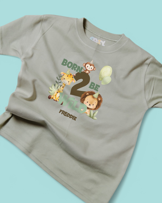 Born 2 Be Wild Safari Birthday Personalised Cotton T-Shirt