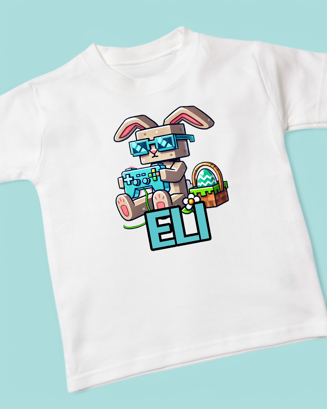 Minecraft Easter Bunny Gamer Cotton Older Kids T-Shirt