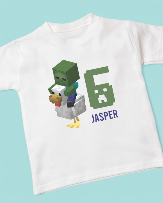 Chicken Jockey Birthday Personalised Cotton Older Kids T-Shirt