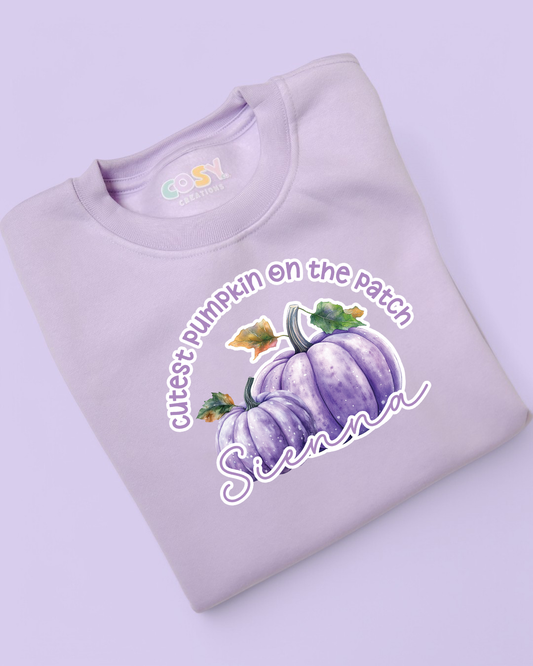 Cutest Pumpkin on the Patch Personalised Autumn Jumper Kids Pastel Sweatshirt