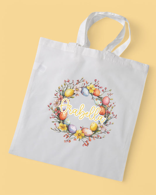 Easter Wreath Personalised Easter Basket Tote Bag