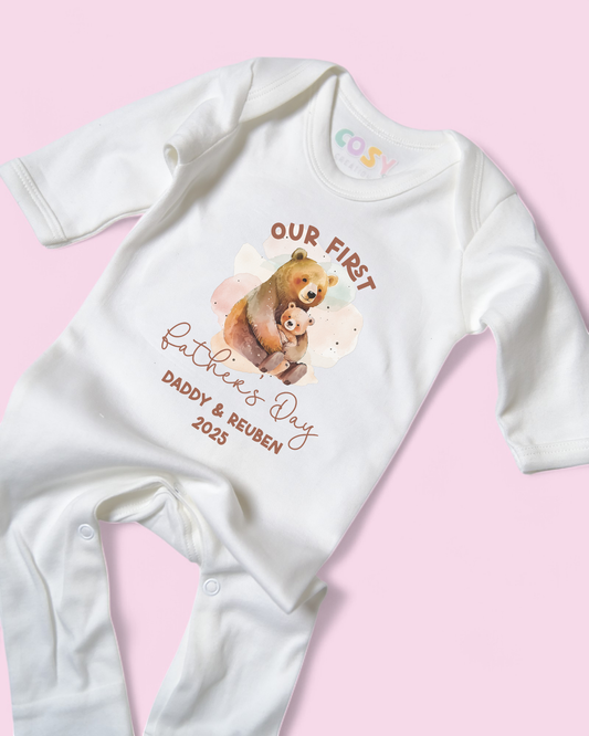 Our First Father's Day Bears Personalised Rompersuit