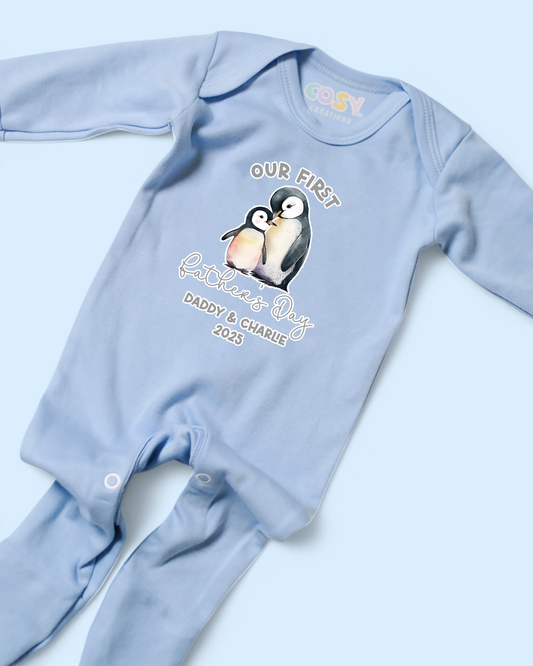 Our First Father's Day Penguins Personalised Rompersuit