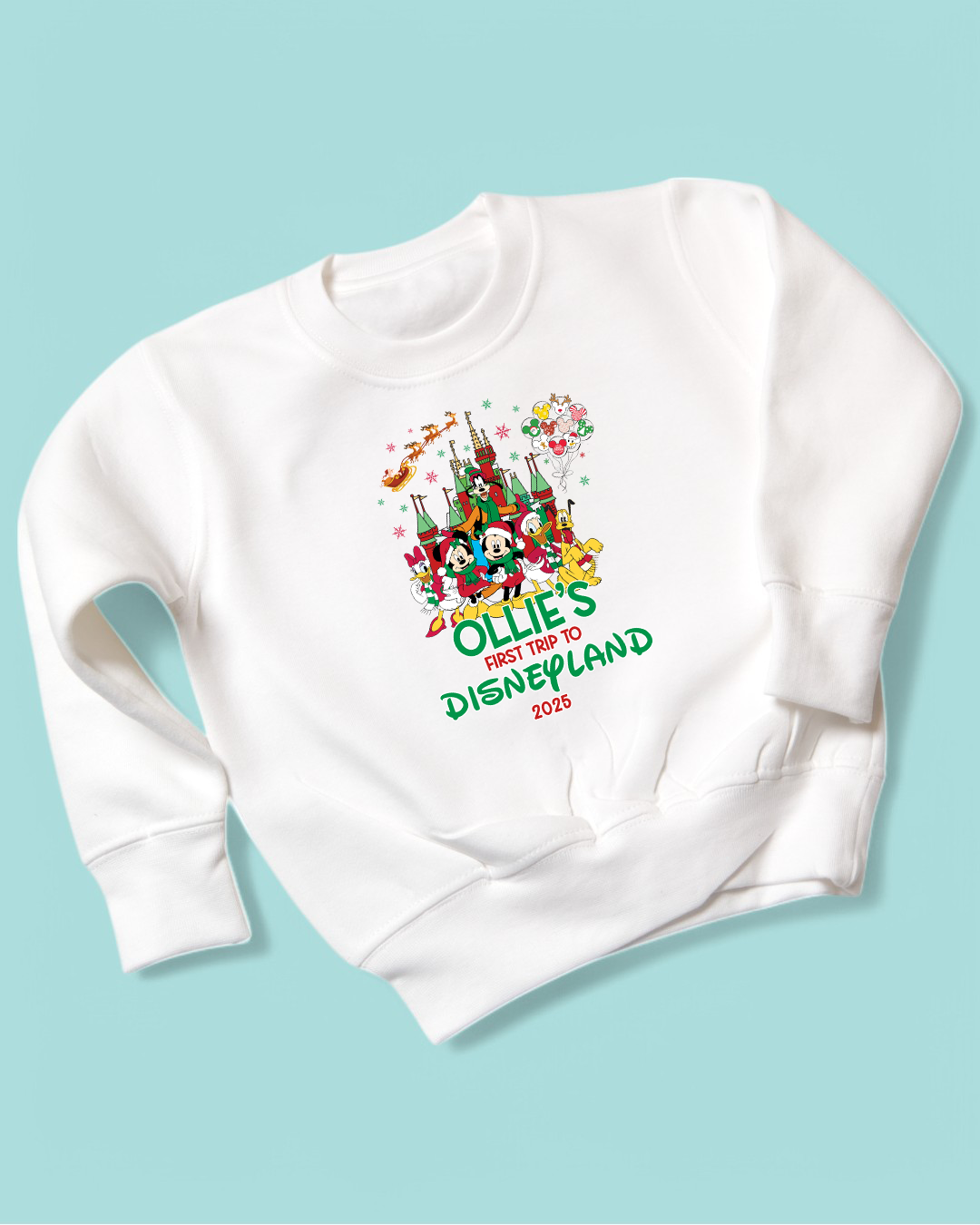 First Disneyland Christmas Personalised Matching Family Christmas Jumpers