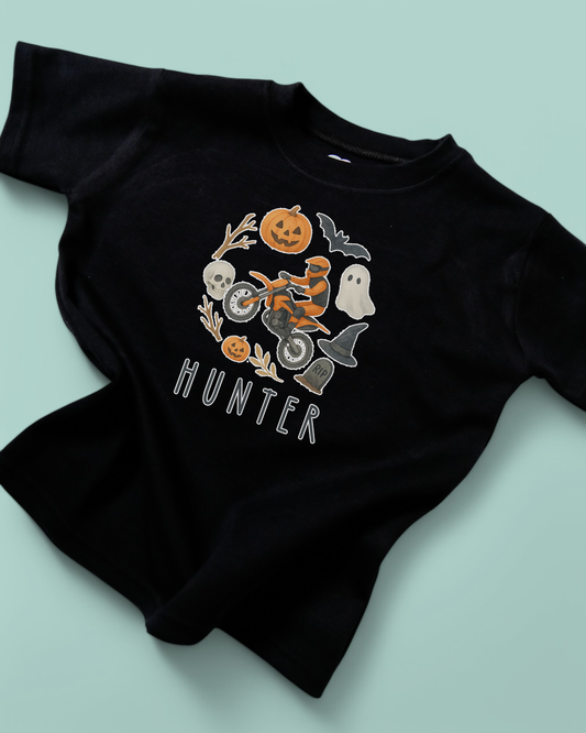 Happy Halloween Motocross Personalised Cotton T-Shirt