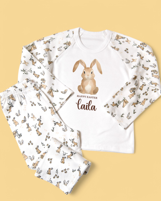 Happy Easter Beige Bunny Pyjamas