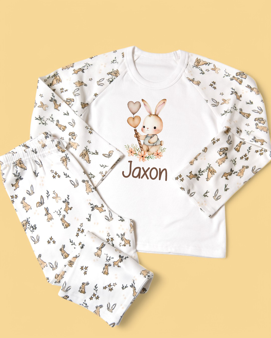 Heart Bunny Name Personalised Bunny Pyjamas