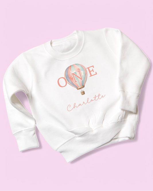Hot Air Balloon Age Pastel Birthday Sweatshirt