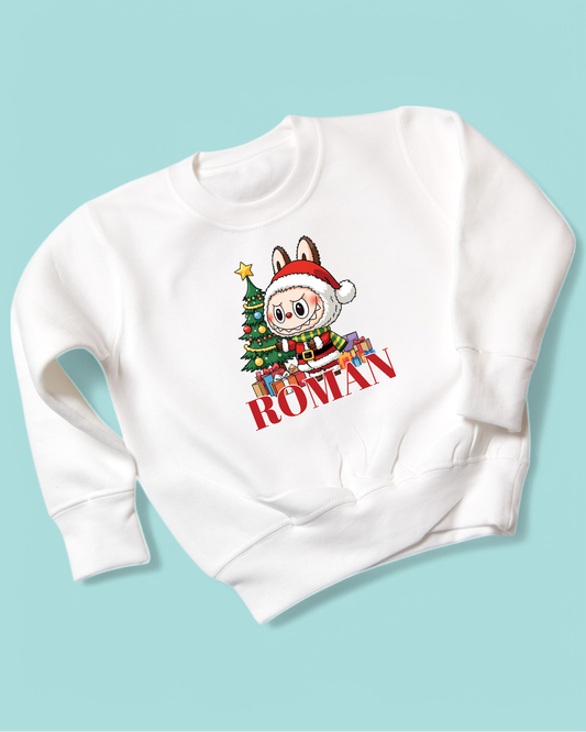 Labubu Red Christmas Personalised Kids Christmas Sweatshirt