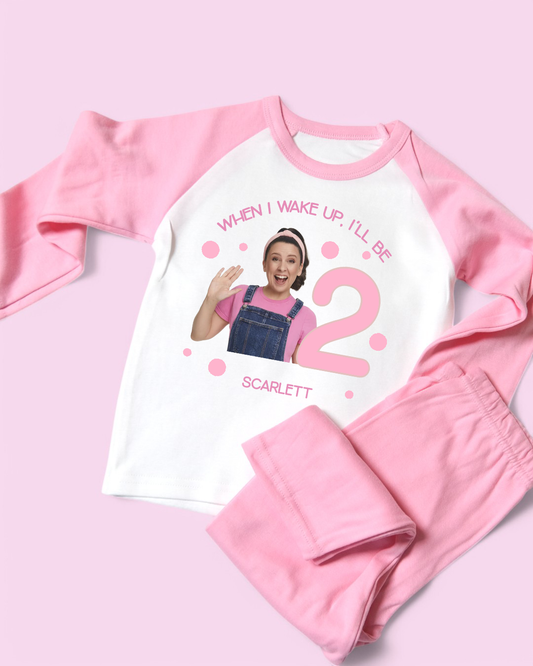 When I Wake Up Ms Rachel Birthday Personalised Pink Pyjamas