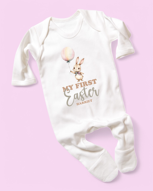 My First Easter Bunny Balloon Personalised Rompersuit