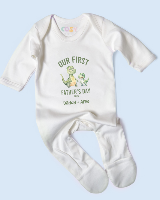 Our First Father's Day Dino Personalised Rompersuit