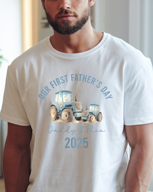Our First Father's Day Tractors Adults Printed T-Shirt