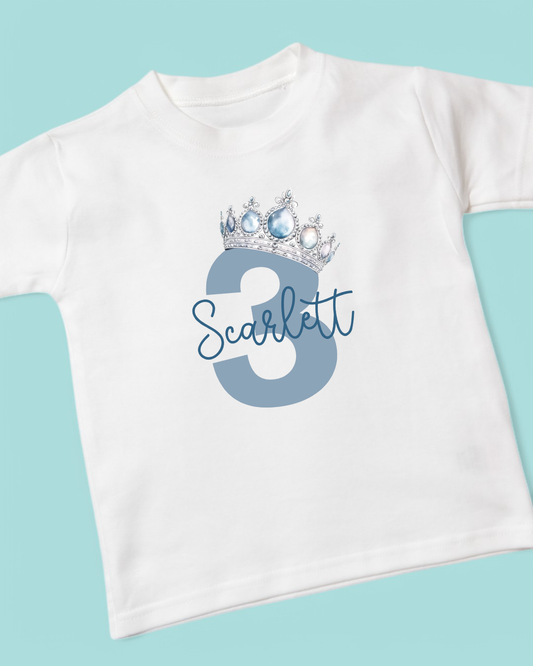 Princess Name Age Birthday Personalised Cotton T-Shirt
