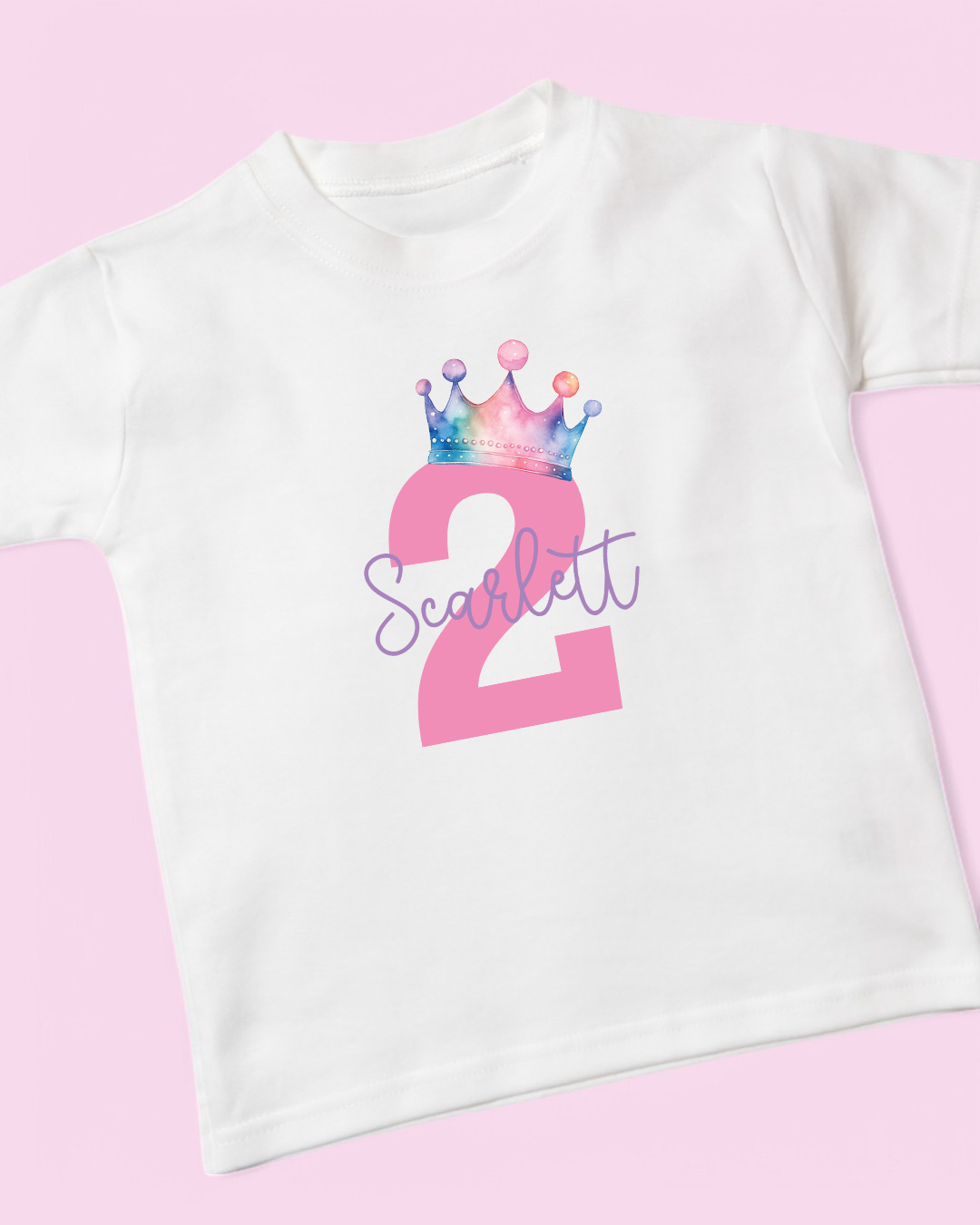 Princess Rainbow Name Age Birthday Personalised Cotton T-Shirt